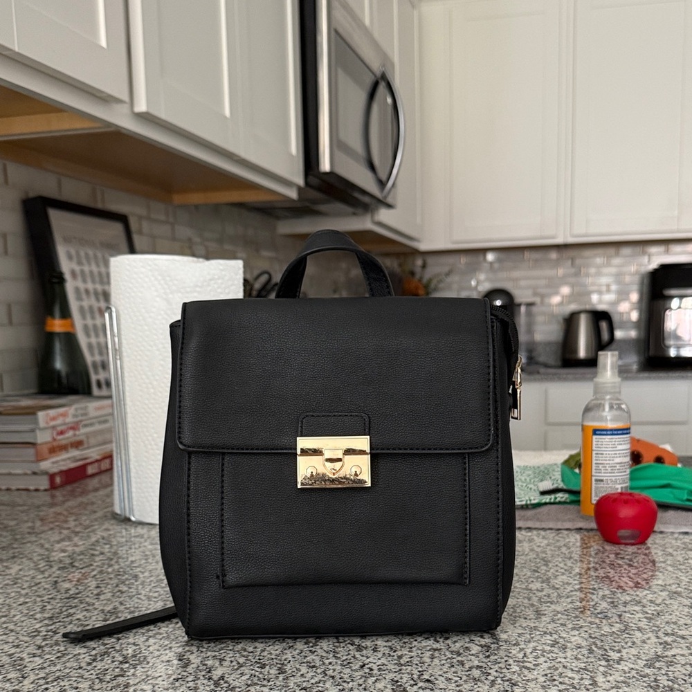 Chic Black Leather Backpack - image 1